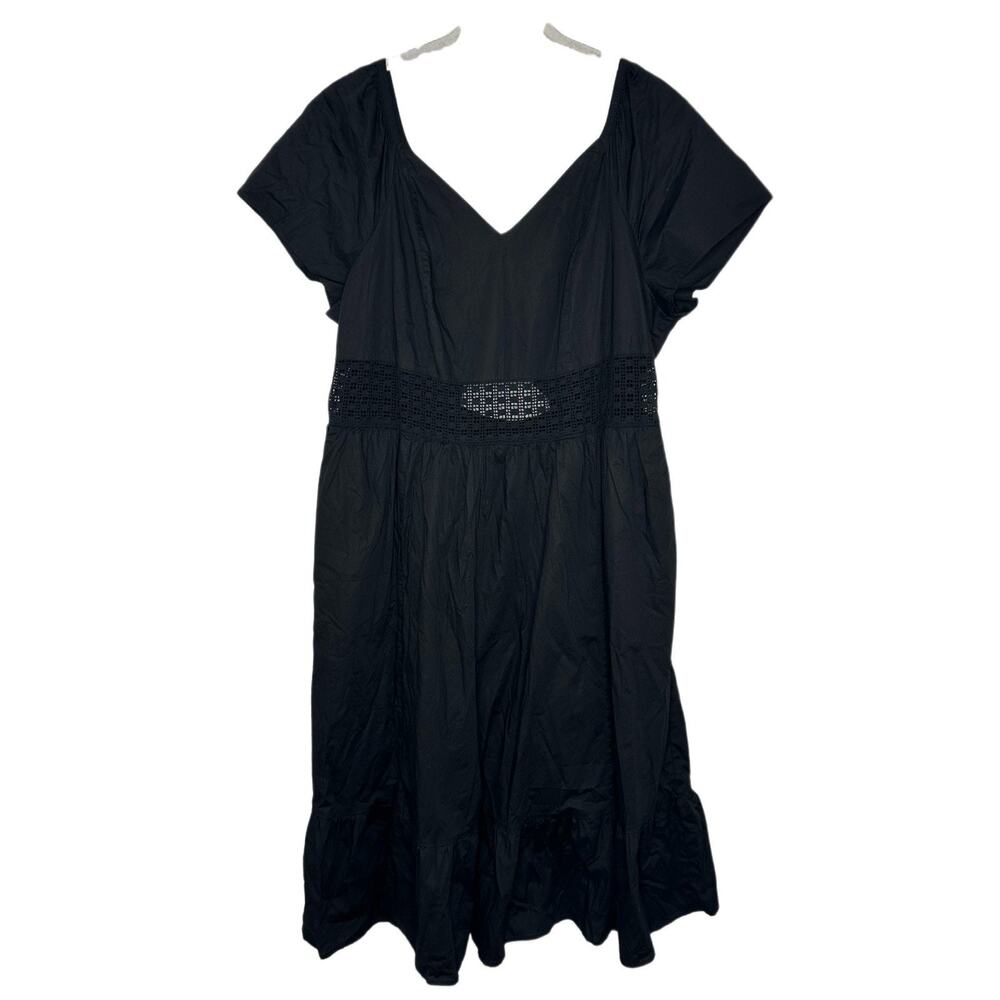 Torrid Woman’s Midi Poplin Sheer Crochet Waist Short Sleeve Dress Size 3 NWT
